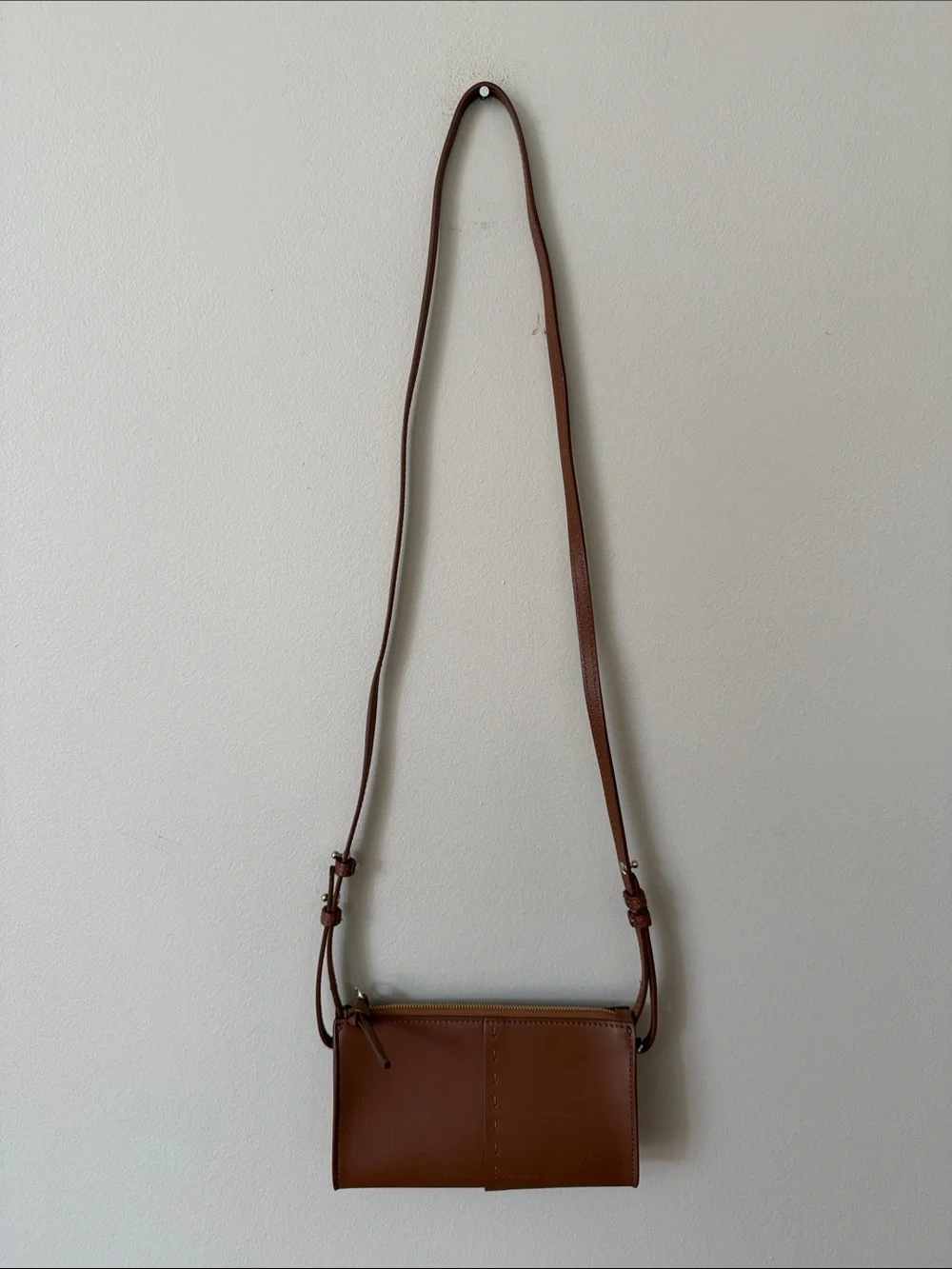 FRAME Classic Leather Les Second Dark Brown Crossbody Wallet Bag Purse
